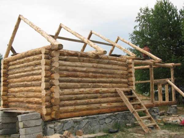 возведение стен бани